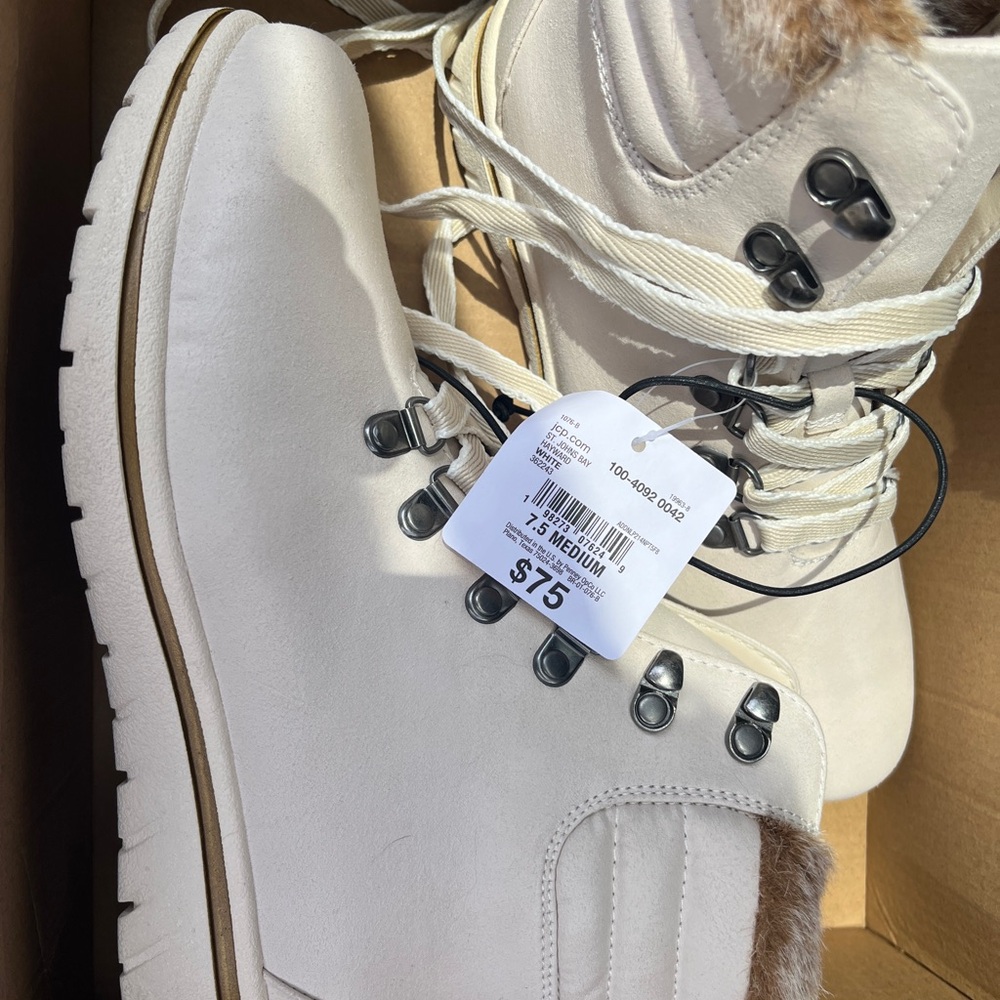 JCPenney White Ankle Boots